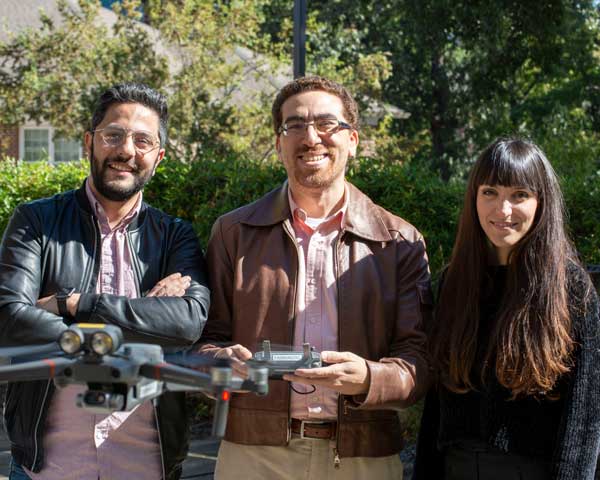 Tarek Rakha, Yasser El Masri, and Eleanna Panagoulia with drone