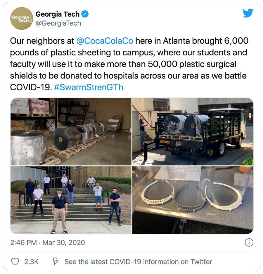 Tweet: Coca Cola teams up with Georgia Tech
